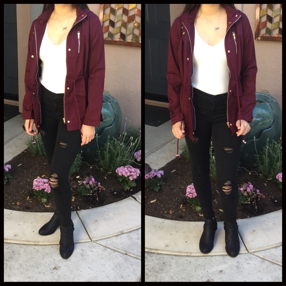 CLEARANCE-FIRM‼️Burgundy 🖤 Utility Jacket - Picture 4 of 7